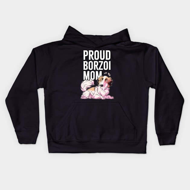 Borzoi-Mom Kids Hoodie by Iluvmygreyhound